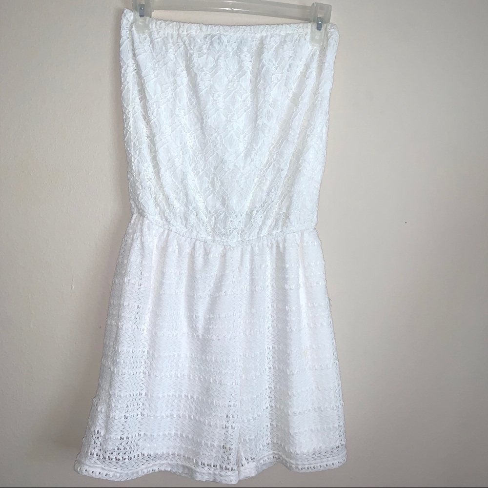 Solitaire swim white romper with lace